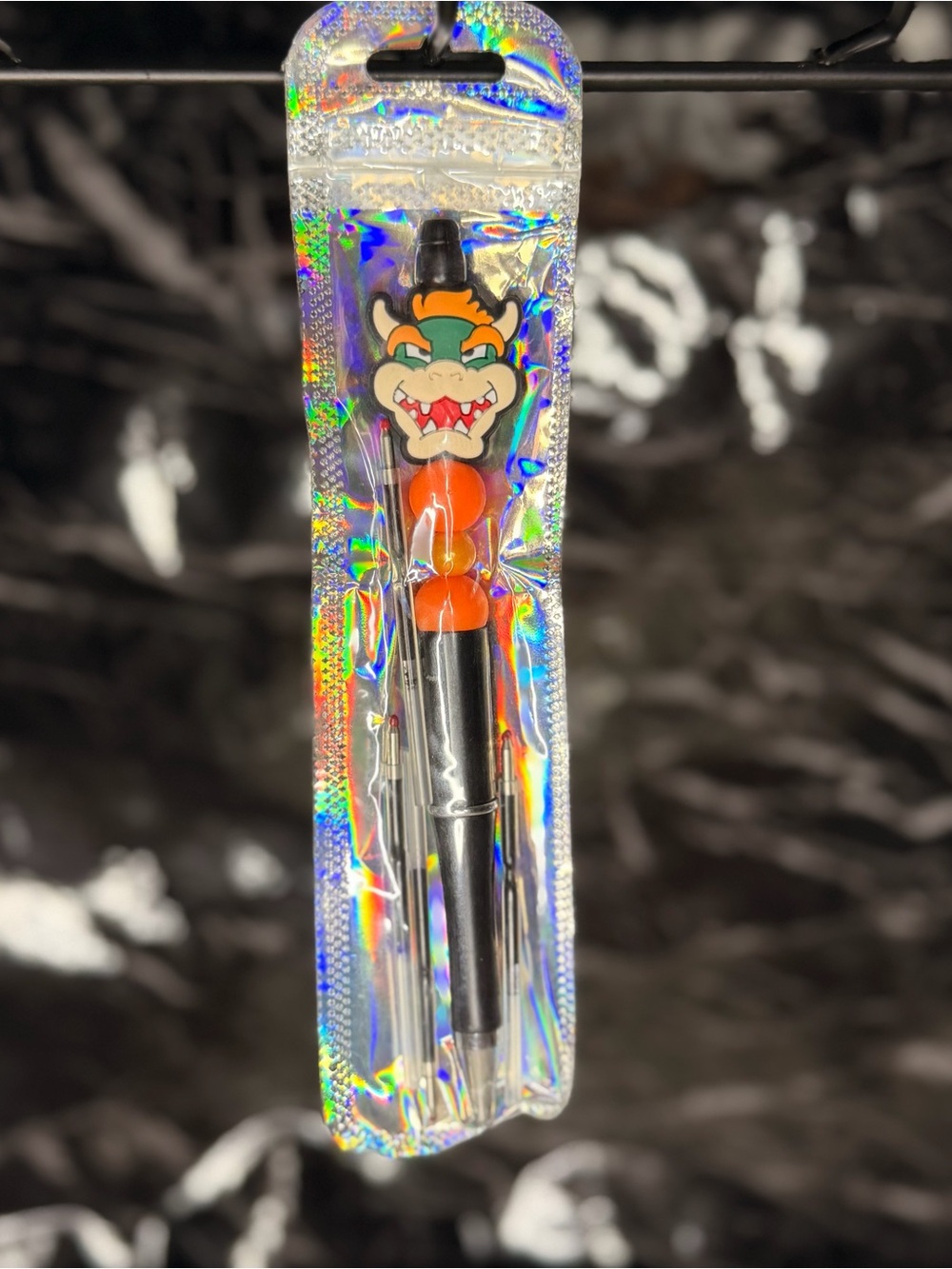 Bowser from Mario Bros Focal Bead Pen
Black & Blue Ink